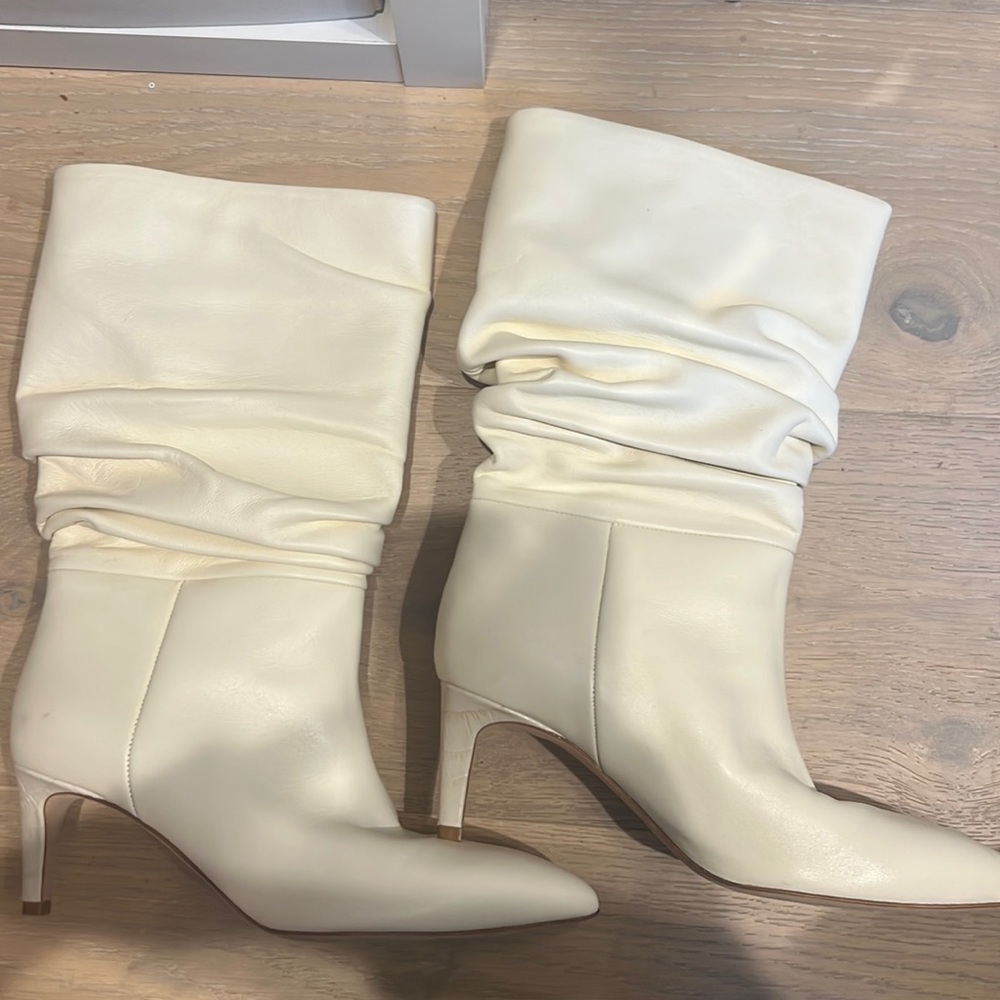 Paris Texas ivory scrunch boot